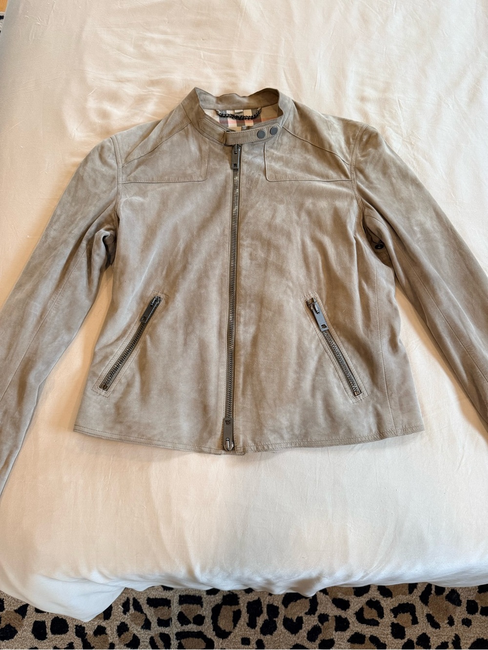 Burberry Taupe Suede Button-Front Jacket - Picture 12 of 16